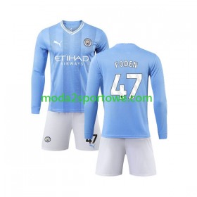 Koszulka Manchester City Phil Foden 47 Dziecięcy Domowe Stroje Piłkarskie 2023/24 Długi Rękaw